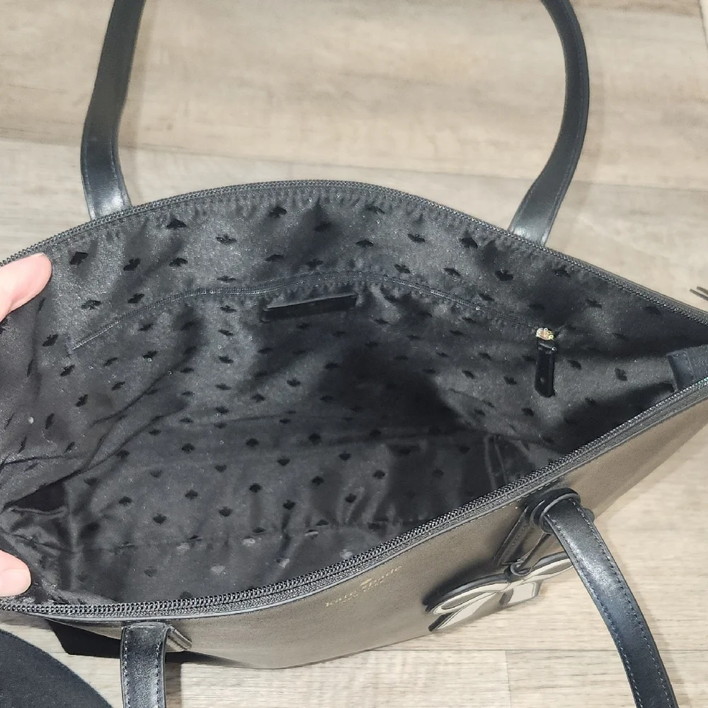 Kate Spade Black Tote with White Bow Accent